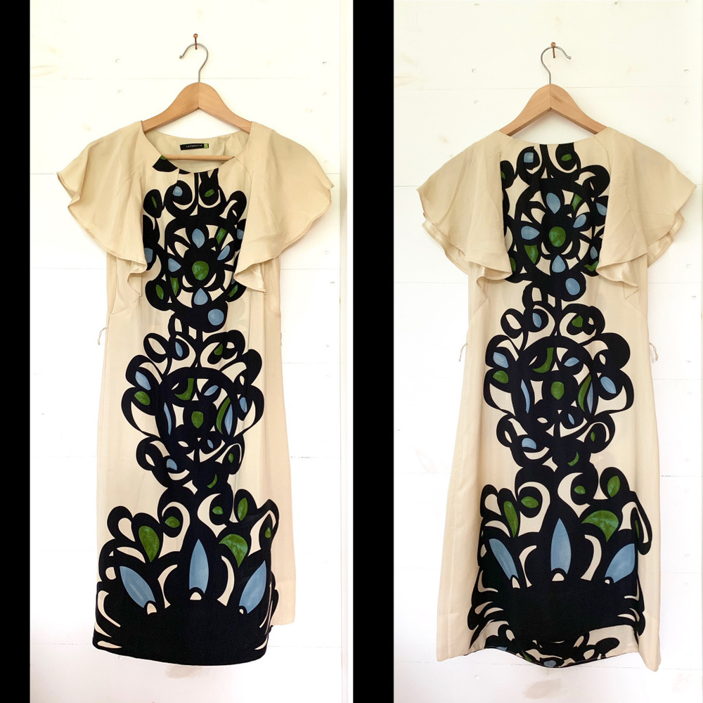 Leifsdottir Silk Dress, 100% Silk, Vintage Motif
